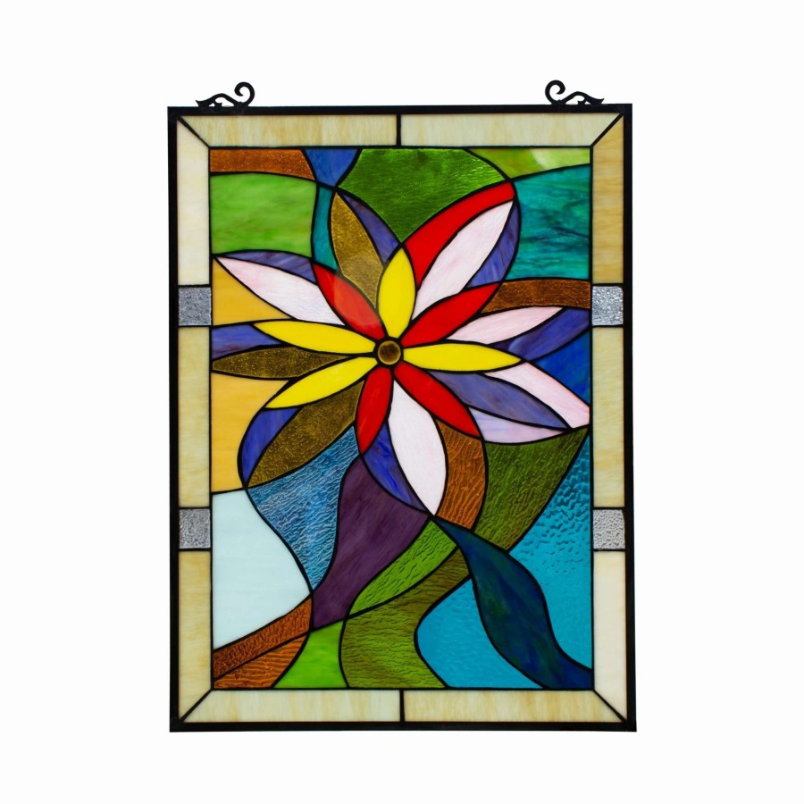 Home Goods * | Brand New Gracewood Hollow Mudimbe Floral Stained Glass Window Panel Suncatcher