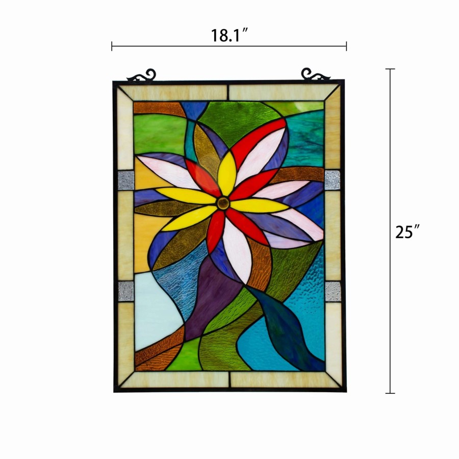 Home Goods * | Brand New Gracewood Hollow Mudimbe Floral Stained Glass Window Panel Suncatcher