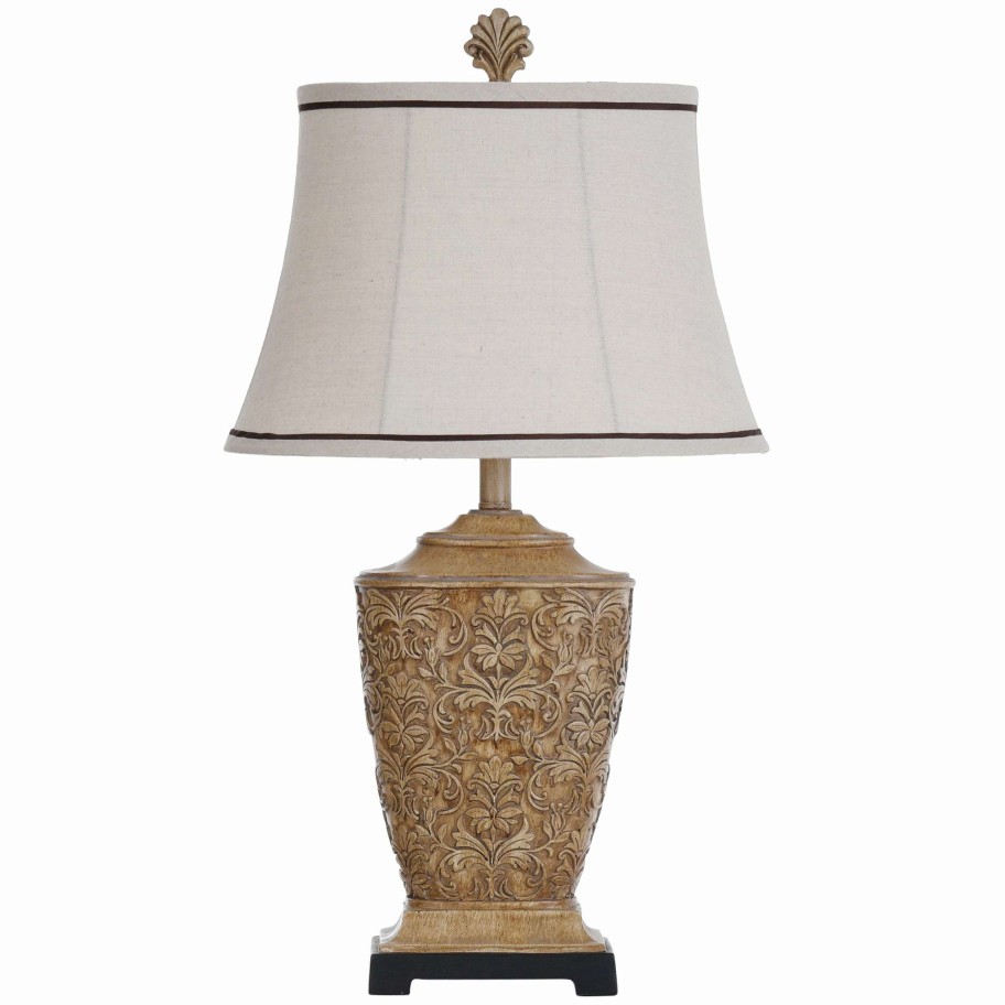 Lighting & Ceiling Fans * | Cheap Gracewood Hollow Ingpen Traditional Carved Floral Table Lamp