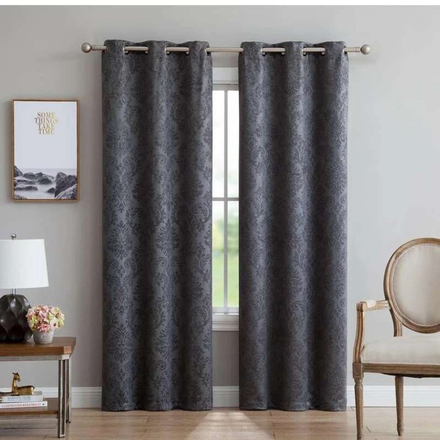 Home Goods * | Hot Sale Gracewood Hollow Plakalo Embossed Thermal-Weaved Blackout Grommet Drapery Curtains