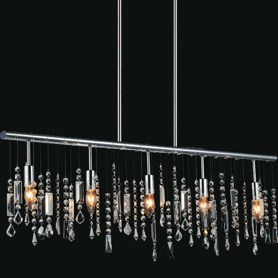 Lighting & Ceiling Fans * | Brand New Gracewood Hollow Philombe 5-Light Crystal Chandelier With Chrome Finish