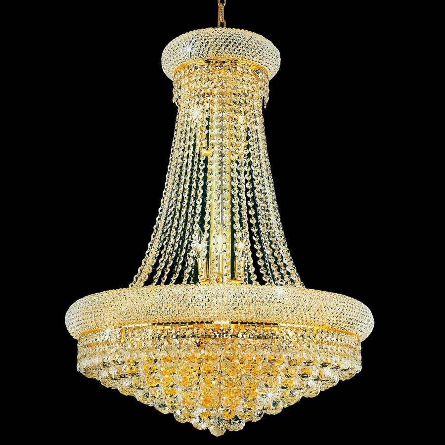 Lighting & Ceiling Fans * | Hot Sale Gracewood Hollow Nivyabandi 17-Light Goldtone Crystal Chandelier