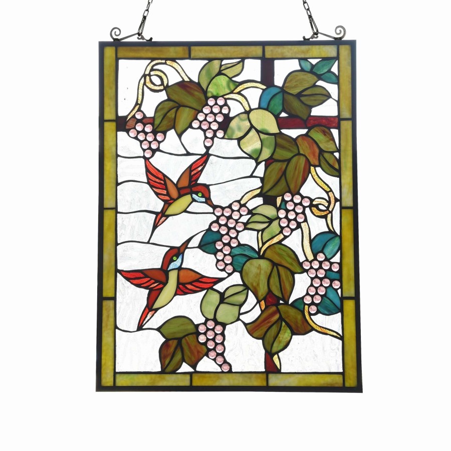 Home Goods * | Coupon Gracewood Hollow Koundja Floral Stained Glass Window Panel Suncatcher