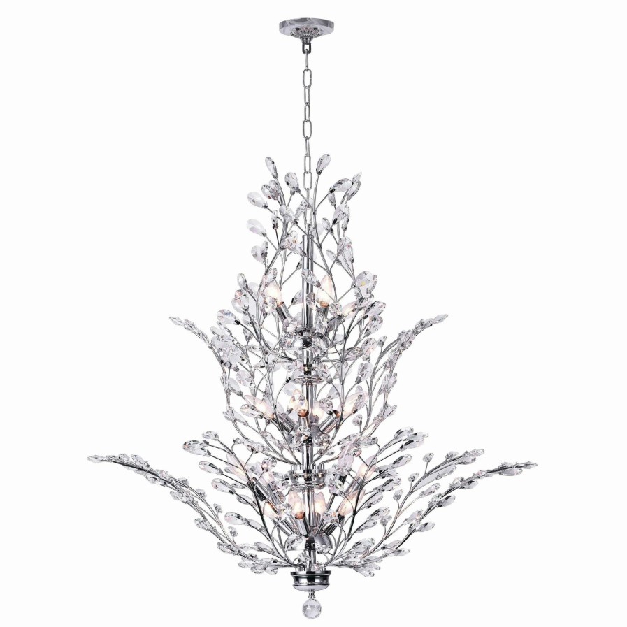 Lighting & Ceiling Fans * | New Gracewood Hollow Abega 18-Light Chrome/ Crystal Chandelier