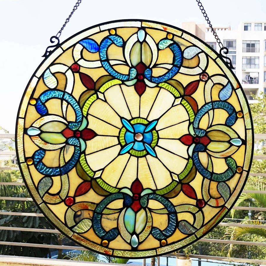 Home Goods * | Budget Gracewood Hollow Dilloway Circular Glass Window Panel/Suncatcher