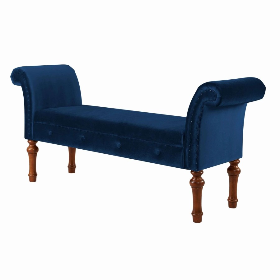 Home Goods * | Promo Gracewood Hollow Rungano Entryway Bench With Rolled Arms Estate Blue