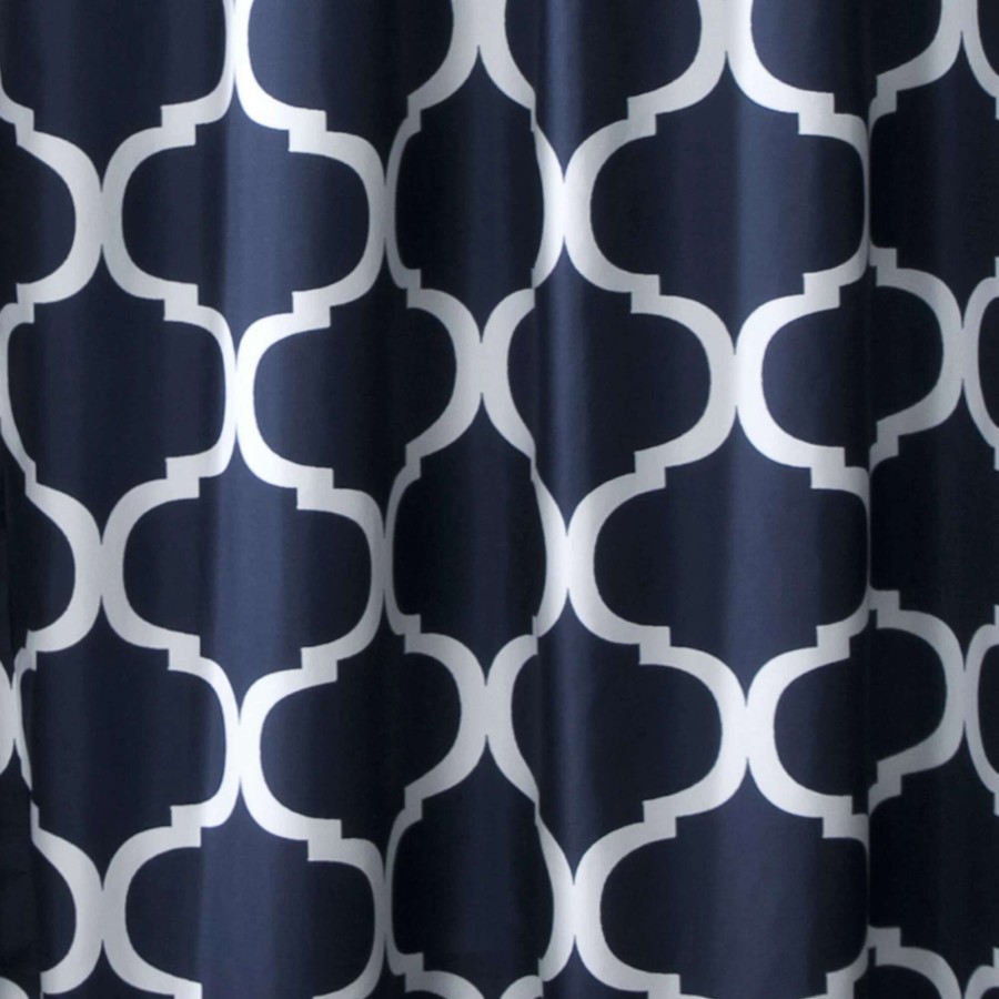 Bedding * | Flash Sale Gracewood Hollow Chidzero Geometric Shower Curtain Navy