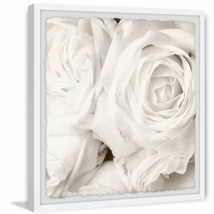 Home Goods * | Top 10 Gracewood Hollow Creamy White Roses Framed Painting Print