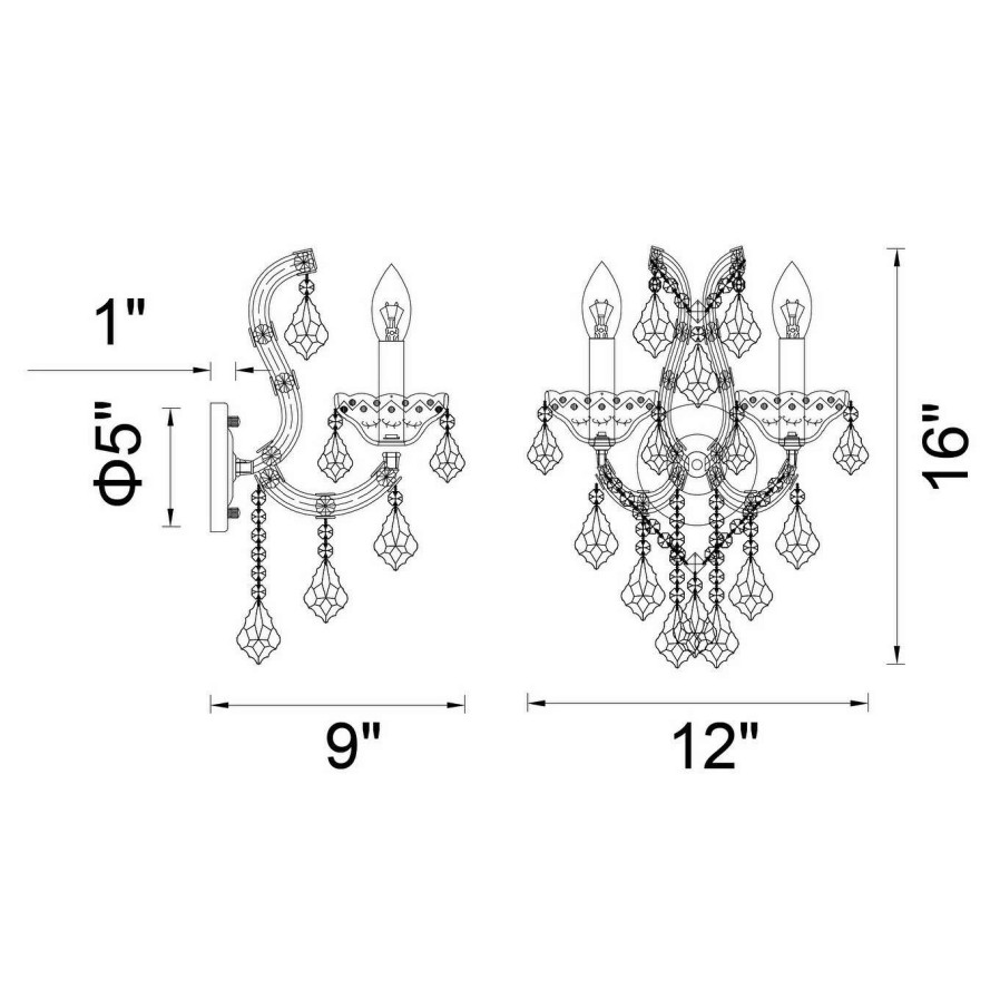 Lighting & Ceiling Fans * | New Gracewood Hollow Takang 2-Light Wall Sconce With Chrome Finish