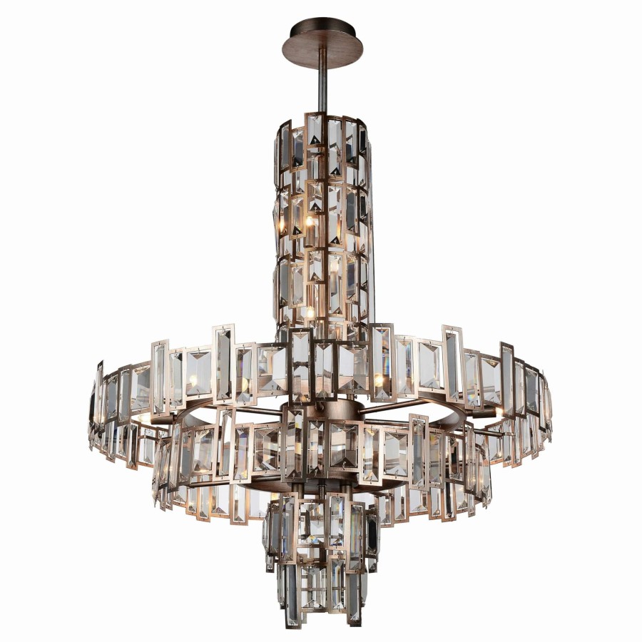 Lighting & Ceiling Fans * | Buy Gracewood Hollow Amang 18-Light Champagne/ Crystal Chandelier