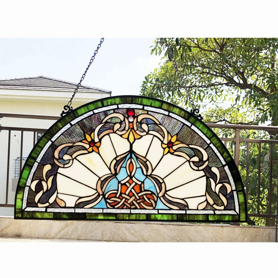 Home Goods * | Deals Gracewood Hollow Delapaz Half-Circle Glass Window Panel/Suncatcher