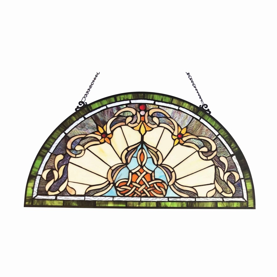 Home Goods * | Deals Gracewood Hollow Delapaz Half-Circle Glass Window Panel/Suncatcher