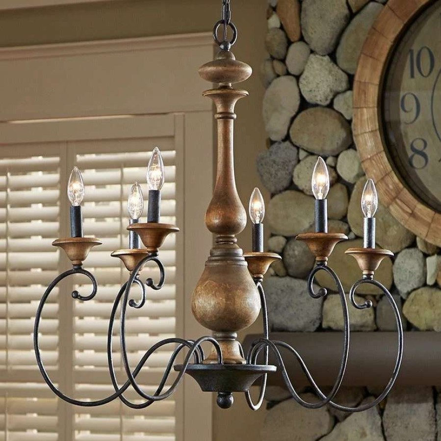 Lighting & Ceiling Fans * | Brand New Gracewood Hollow Migjeni 6-Light Rustic Black Chandelier