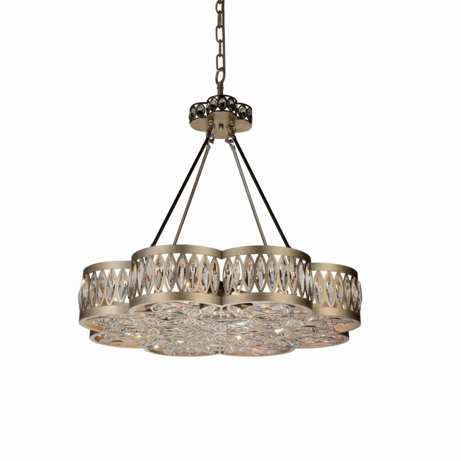 Lighting & Ceiling Fans * | Deals Gracewood Hollow Sengat 8-Light Champagne Chandelier With Crystal Accents