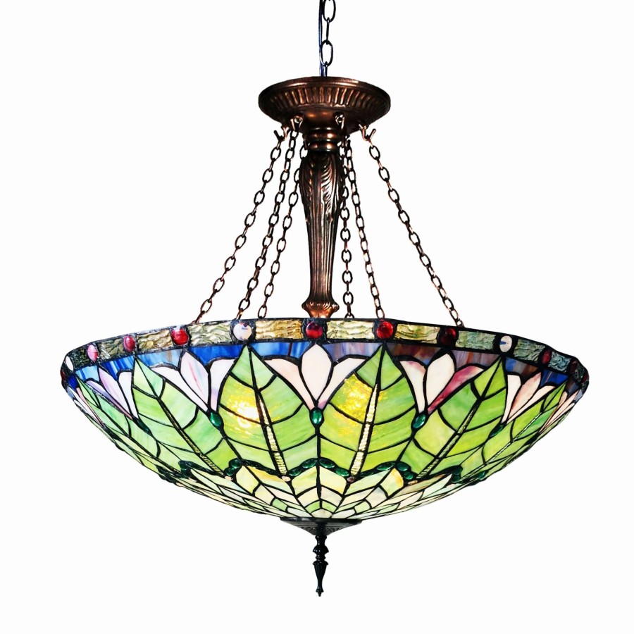 Lighting & Ceiling Fans * | Buy Gracewood Hollow Cheung Tiffany-Style Geometric 3-Light Antique Bronze Pendant