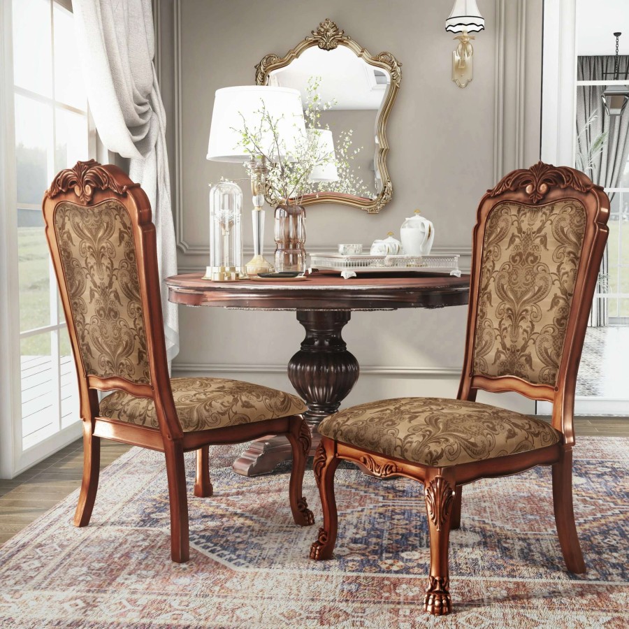 Home Goods * | Best Deal Gracewood Hollow Draskhana Antique Oak Side Dining Chairs (Set Of 2)