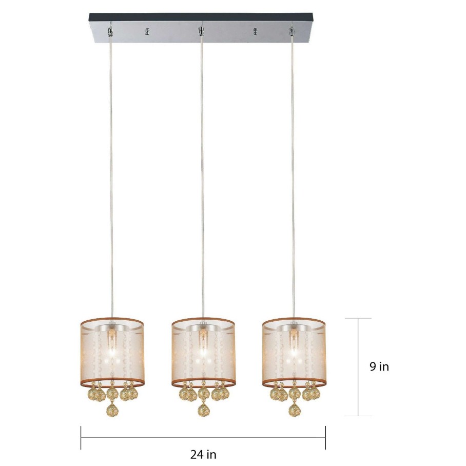 Lighting & Ceiling Fans * | Cheap Gracewood Hollow Epee 3-Light Chandelier With Chrome Finish