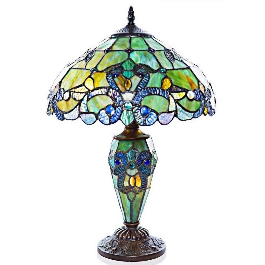 Lighting & Ceiling Fans * | Best Pirce Gracewood Hollow Khelladi 20 H Stained Glass Multicolored Magna Carta Table Lamp 14 L X 14 W X 20 H