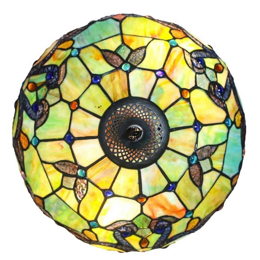 Lighting & Ceiling Fans * | Best Pirce Gracewood Hollow Khelladi 20 H Stained Glass Multicolored Magna Carta Table Lamp 14 L X 14 W X 20 H