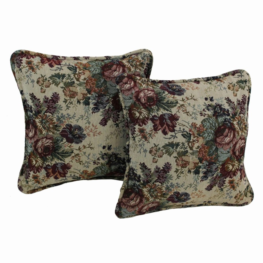 Home Goods * | Budget Gracewood Hollow Chaat Floral Corded Tapestry Pillows (Set Of 2) Japanese Garden