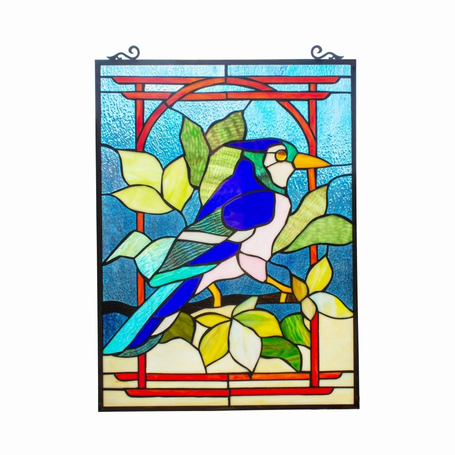 Home Goods * | Cheap Gracewood Hollow Kayembe Tropical Bird Stained Glass Window Panel Suncatcher