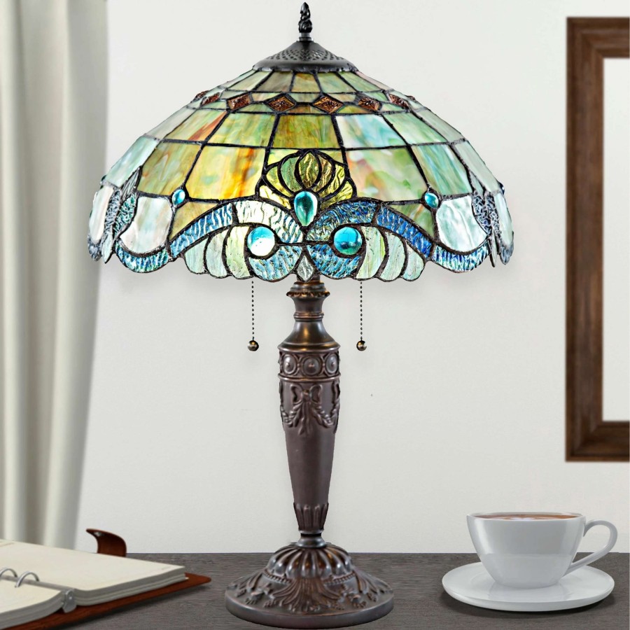 Lighting & Ceiling Fans * | Flash Sale Gracewood Hollow Asdreni 20-Inch Stained Glass Tiffany Lamp 14 L X 14 W X 20.25 H