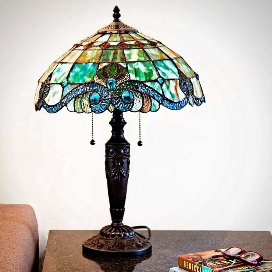 Lighting & Ceiling Fans * | Flash Sale Gracewood Hollow Asdreni 20-Inch Stained Glass Tiffany Lamp 14 L X 14 W X 20.25 H