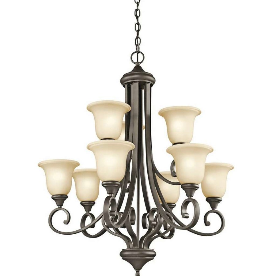 Lighting & Ceiling Fans * | Best Reviews Of Gracewood Hollow Feraoun Collection 9-Light 2-Tier Olde Bronze Chandelier