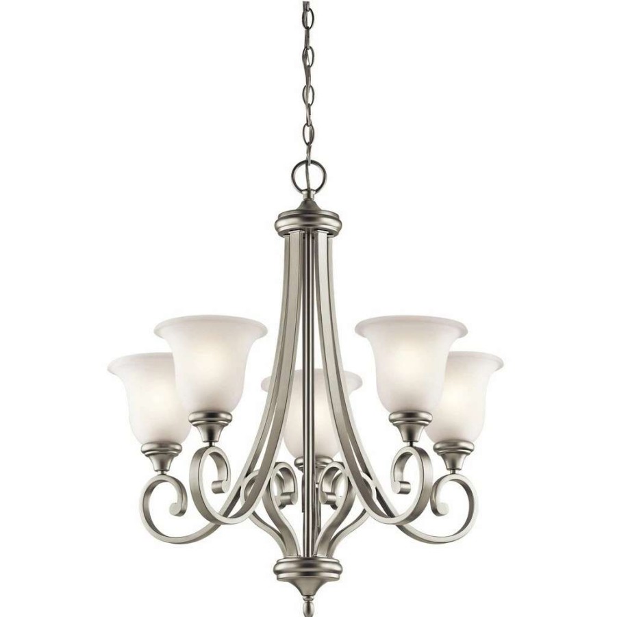 Lighting & Ceiling Fans * | Hot Sale Gracewood Hollow Feraoun 5-Light Brushed Nickel Chandelier