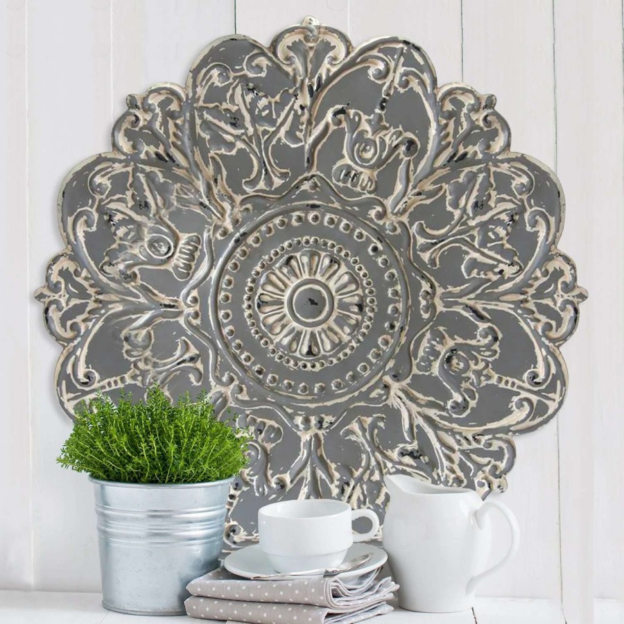 Home Goods * | Cheap Gracewood Hollow James Grey Medallion Wall Decor