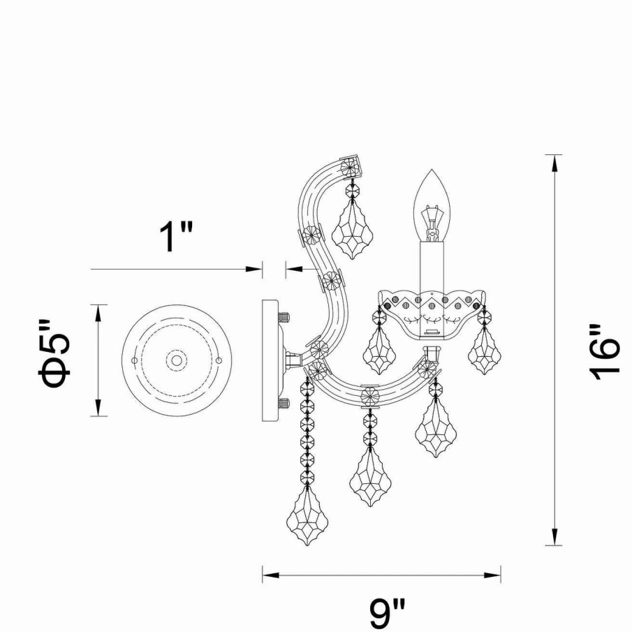 Lighting & Ceiling Fans * | Buy Gracewood Hollow Boni 1-Light Wall Sconce With Chrome Finish