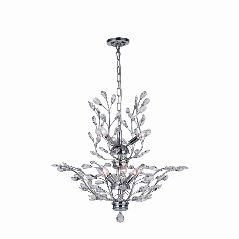 Lighting & Ceiling Fans * | Best Deal Gracewood Hollow Dongala 9-Light Crystal Chandelier With Chrome Finish