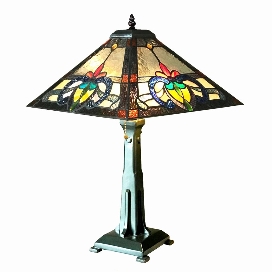 Lighting & Ceiling Fans * | Flash Sale Gracewood Hollow Chia Tiffany-Style 2-Light Antique Bronze Table Lamp