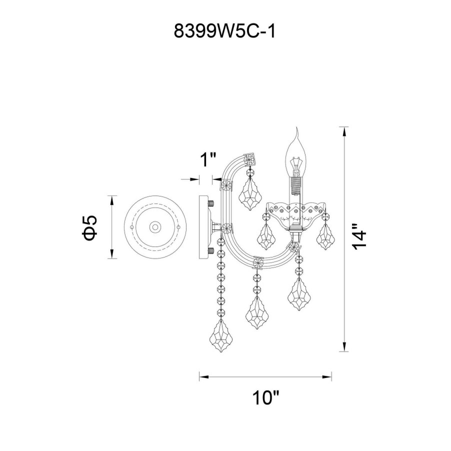 Lighting & Ceiling Fans * | Promo Gracewood Hollow Bazie 1-Light Wall Sconce With Chrome Finish