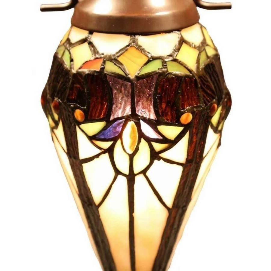 Lighting & Ceiling Fans * | Budget Gracewood Hollow Lemsine Brown And Cream 2-Light Art Glass Table Lamp