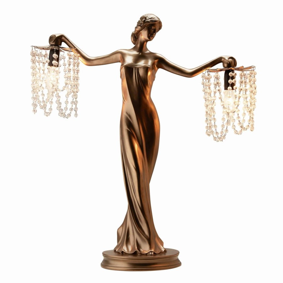 Lighting & Ceiling Fans * | Buy Gracewood Hollow Sansal Bronze/Resin 23.75-Inch Grecian Goddess Beaded Table Lamp 22 L X 7.625 W X 23.75 H