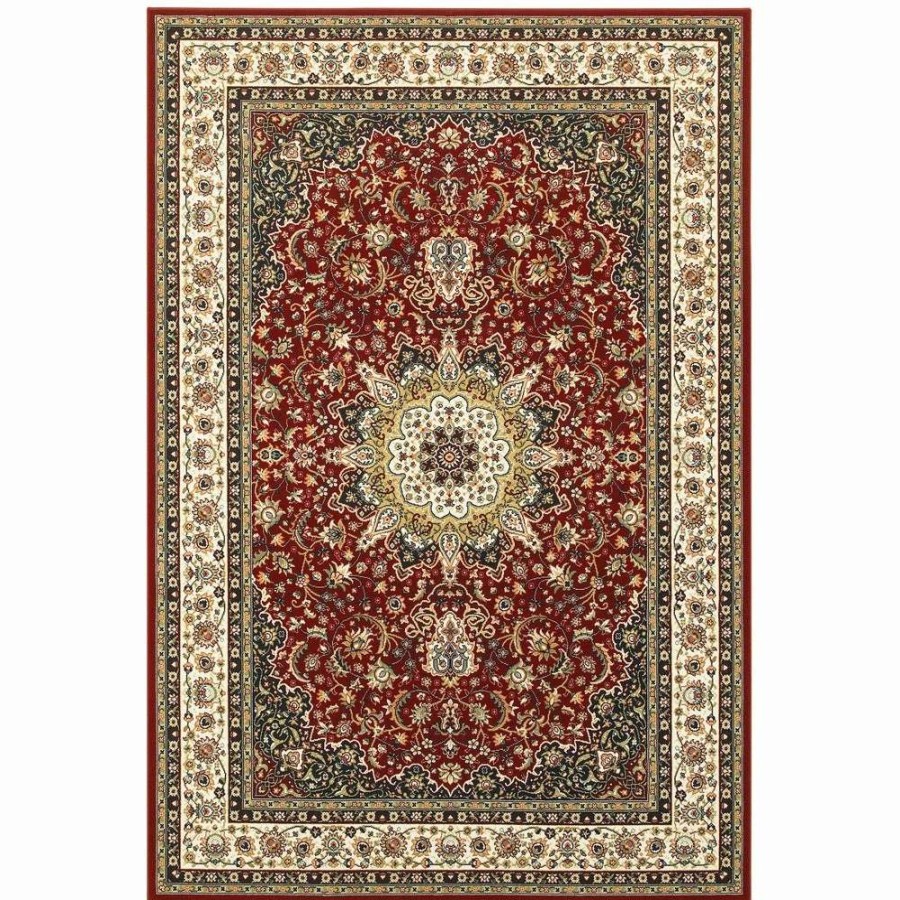 Home Goods * | Hot Sale Gracewood Hollow Stora Red/Ivory Classic Medallion Area Rug