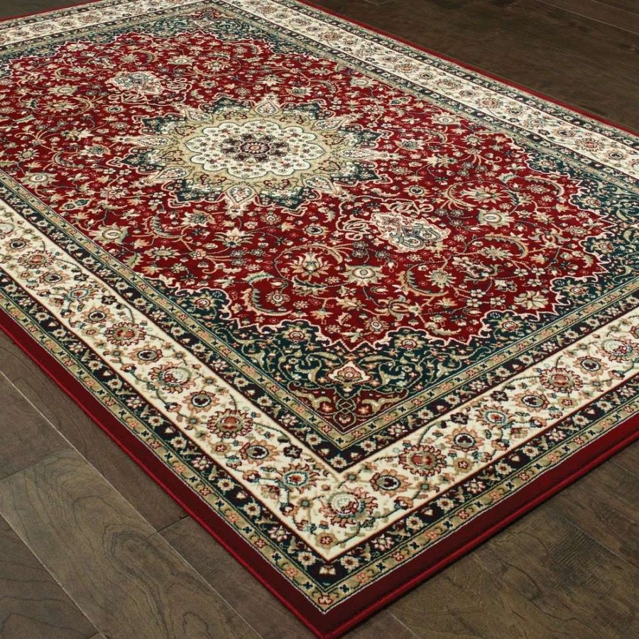 Home Goods * | Hot Sale Gracewood Hollow Stora Red/Ivory Classic Medallion Area Rug