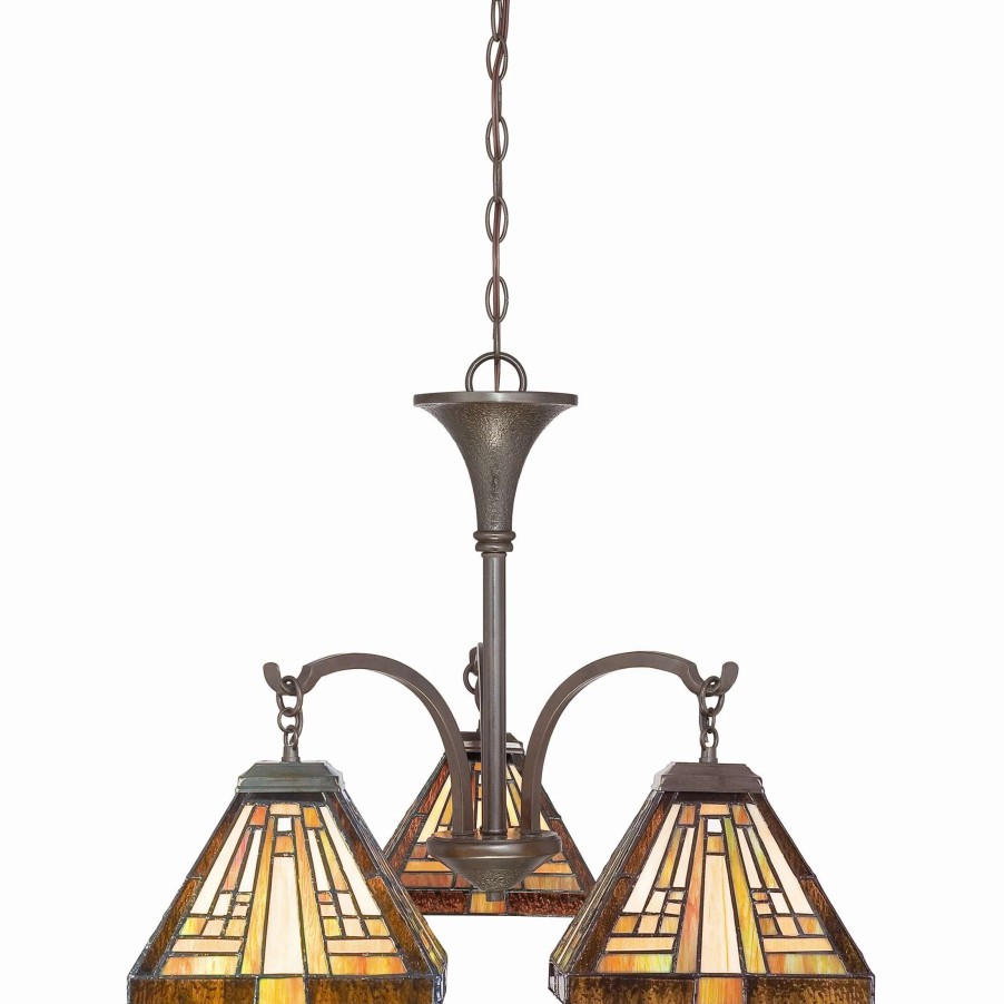 Lighting & Ceiling Fans * | Coupon Gracewood Hollow Qosja 3-Light Vintage Bronze Tiffany Chandelier