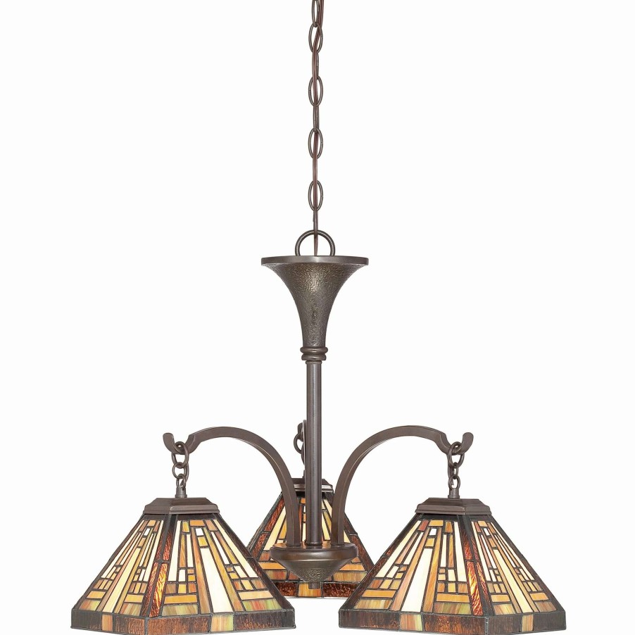 Lighting & Ceiling Fans * | Coupon Gracewood Hollow Qosja 3-Light Vintage Bronze Tiffany Chandelier