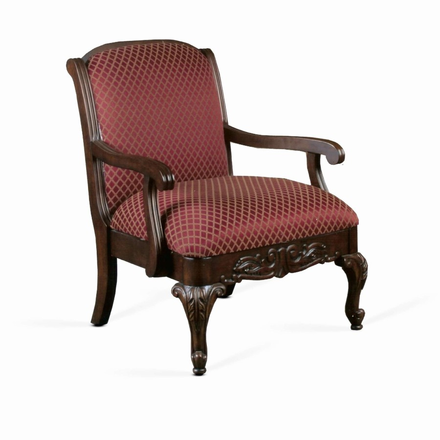 Home Goods * | Deals Gracewood Hollow Hesse Carved Red Accent Chair