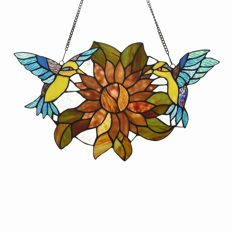 Home Goods * | New Gracewood Hollow Bolamba Stained Glass Birds/Flowers Window Suncatcher