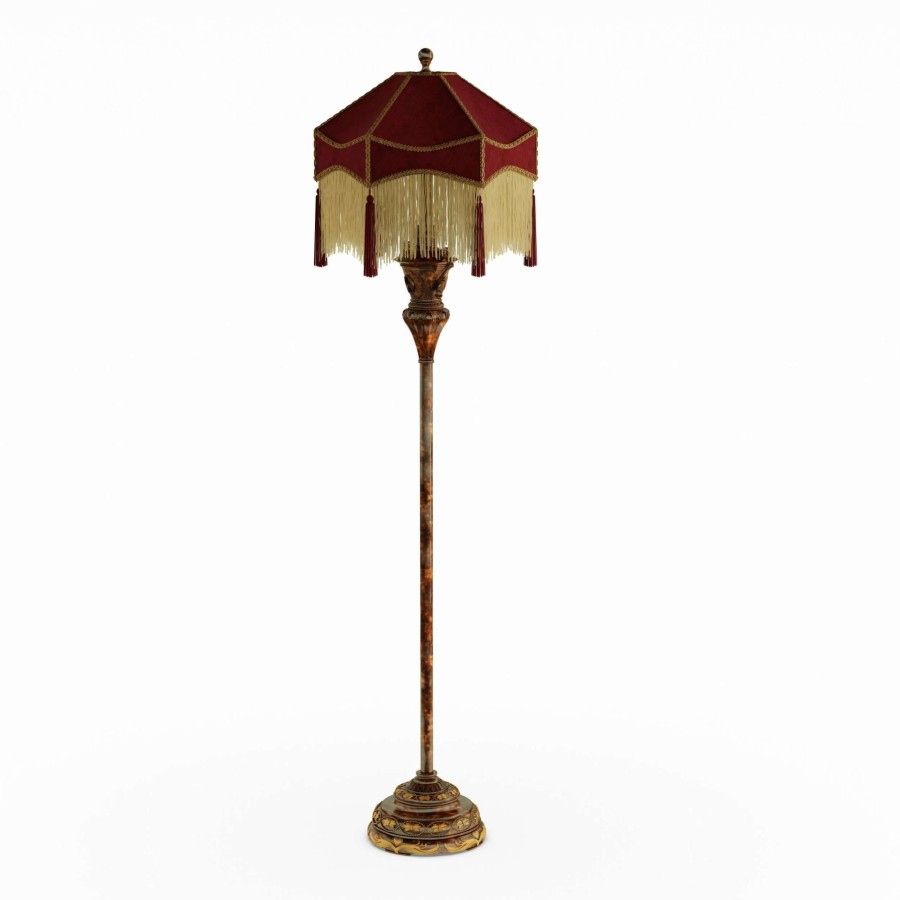 Lighting & Ceiling Fans * | Flash Sale Gracewood Hollow Virginia Edwardian Burgundy & Gold Grand Floor Lamp 18 L X 18 W X 66 H