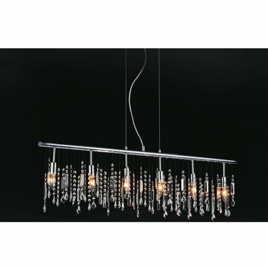 Lighting & Ceiling Fans * | Deals Gracewood Hollow Philombe 6-Light Linear Crystal Chandelier