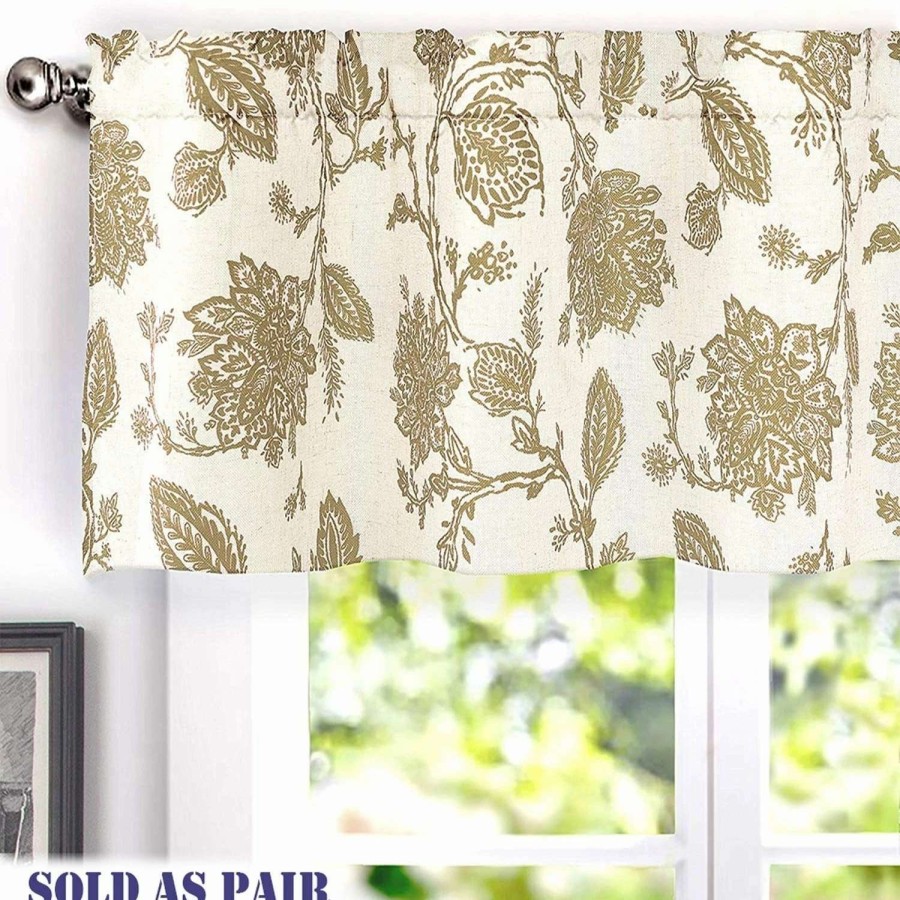 Home Goods * | Cheap Gracewood Hollow Kapil Floral Blackout Lined Thermal Insulated Window Valance Pair