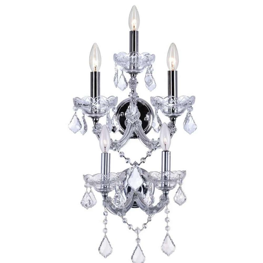 Lighting & Ceiling Fans * | Top 10 Gracewood Hollow Rifoe 5-Light Wall Sconce With Chrome Finish