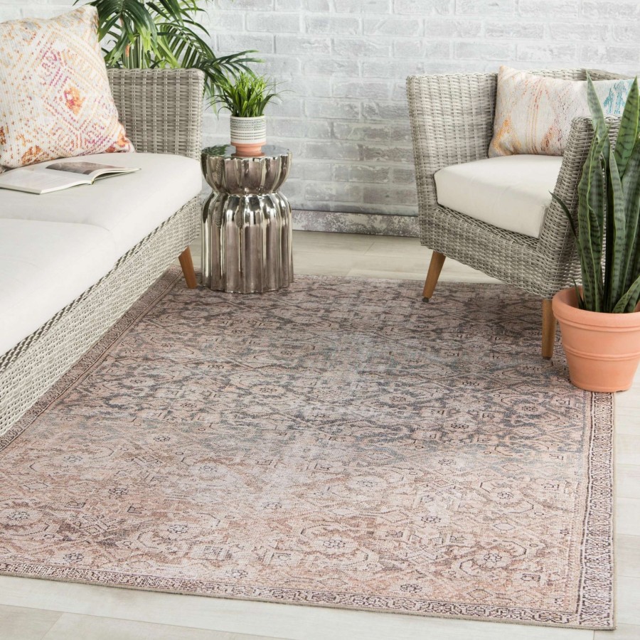 Home Goods * | Budget Gracewood Hollow Dabydeen Indoor/Outdoor Trellis Peach And Blue Area Rug