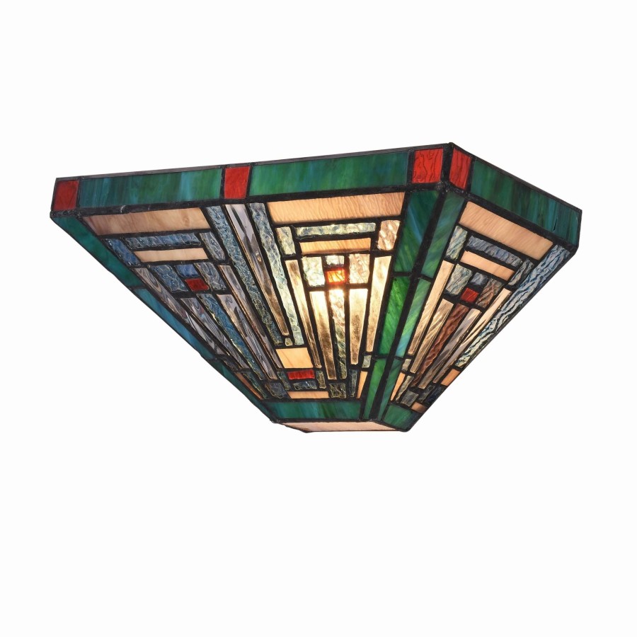 Lighting & Ceiling Fans * | Discount Gracewood Hollow Kamatenda 1-Light Mission-Style Stained Glass Wall Sconce