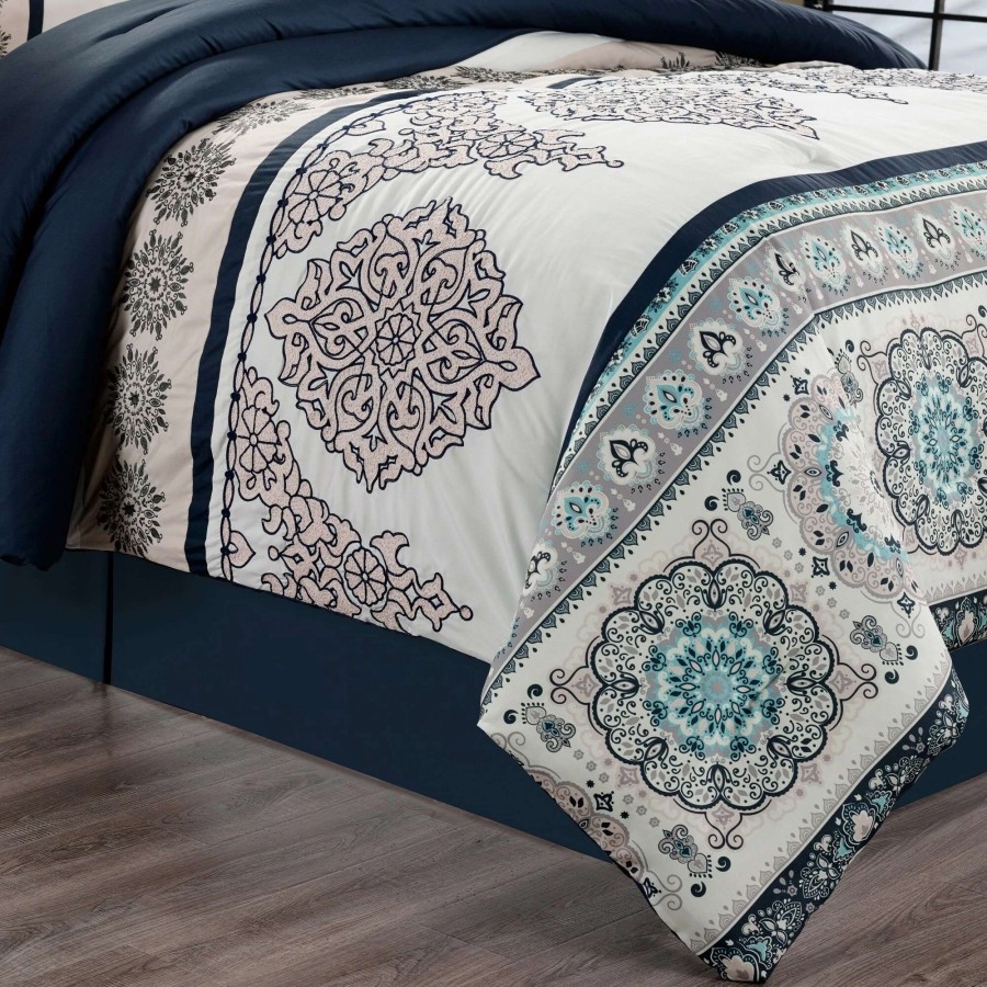 Bedding * | New Gracewood Hollow Heco 7-Piece Embroidered Comforter Set