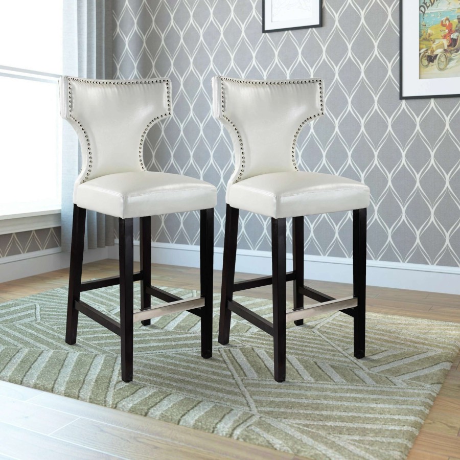 Home Goods * | Flash Sale Gracewood Hollow Orbelyan Bar-Height Barstool With Metal Studs (Set Of 2)